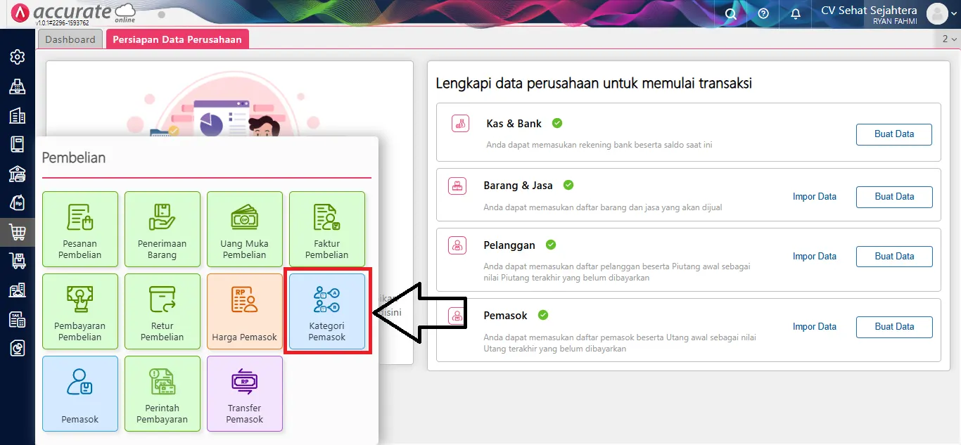 Cara membuat kategori pemasok